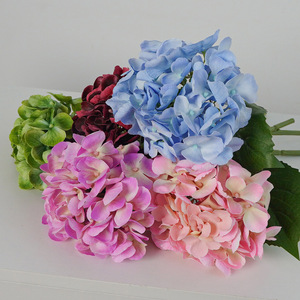 Bouquet de fleurs artificielles d'hortensias en caoutchouc souple, fait main, pour décoration de mariage et de maison, 57 pièces multicolores - Product Image 1