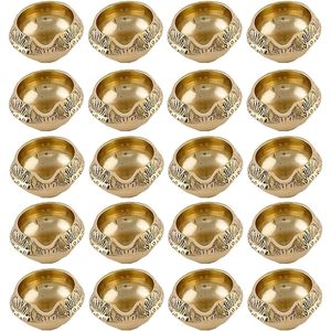 Parijat handrafts แพ็ค50สีทอง Diya โคมไฟทองเหลืองทำด้วยมืออินเดียนแกะสลักการออกแบบ2.5นิ้ว DIA ไฟตกแต่ง" - Product Image 1