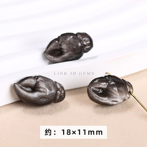 Piezas de talla pequeña de obsidiana Natural para León, accesorios de mariposa de zorro de nueve colas, colgante de joyería DIY al por mayor - Product Image 3
