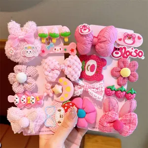 Accessori per capelli per ragazze carine 10 fermagli per capelli Fluzzy di fiori di pz/set alla moda peluche orecchie da coniglietto per bambini Cartoon Hairgrip