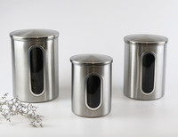 Boîtes de conserve pour aliments et collations Perspective Can, ensembles de bocaux de rangement pour la cuisine, en acier inoxydable avec couvercle en verre métallique, 2-3L