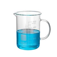 Bécher en verre RONGTAI 100 ml, Fiole, Grossiste chinois 1101-2, Bécher en verre à forme basse 500 ml avec poignée, bec verseur et graduation blanche