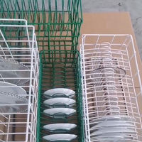 Support en fil métallique blanc pour assiettes de présentation en verre de 13 pouces, panier de rangement et de transport multi-emplacements pour vaisselle de mariage