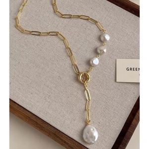 Collar de Perlas de Agua Dulce Barrocas Naturales para Mujer, Cadena Larga para Sudadera, Moda Otoño/Invierno - Product Image 5