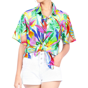 夏季涤纶升华印花休闲度假沙滩装夏威夷女式衬衫 - Product Image 1