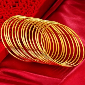 Bán Buôn Của Phụ Nữ 24K Vàng Vàng Đầy Cổ Điển Mỏng Bangle Đơn Giản Phong Cách Dây Vòng Đeo Tay 60Mm/62Mm/65Mm Thời Trang - Product Image 1