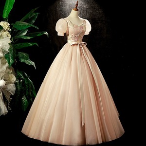 Evening Gown Puff Sleeves Scoop Neck Floral Print Empire Waist Tutu Skirt Wedding Dress Adult Formal Gown - Product Image 2