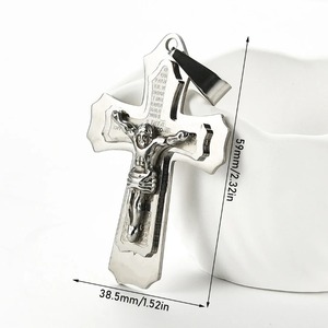 1 pendentif croix chrétienne en acier inoxydable pour femmes et hommes - Product Image 2
