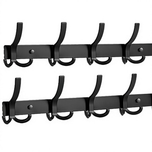 Modern Foldable Wall Mounted Single Tier Coat Rack <b>Hooks</b> <b>Rail</b> White Aluminum Towel Hanger Clothing Organizer for Bathroom - Product Image 3