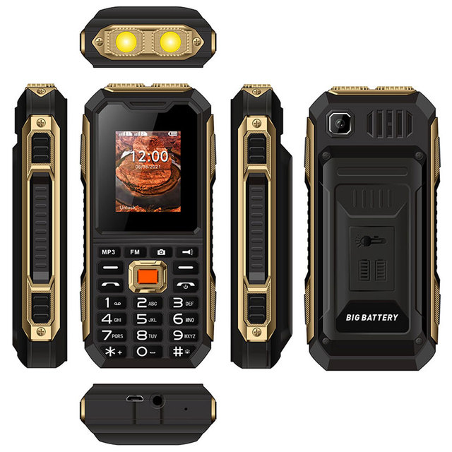 Mobile Phone Rugged Style With Built in Flashlight 2G GSM Dual SIM 1.77 Inch 4000mAh Battery Custom Logo Software in Stock