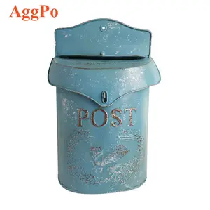 Wand Montiert Vintage Stil Post Box, Garten Hand Gemalt Eisen Nostalgischen Hause Mail Brief Box, Geprägte Brief Mailbox