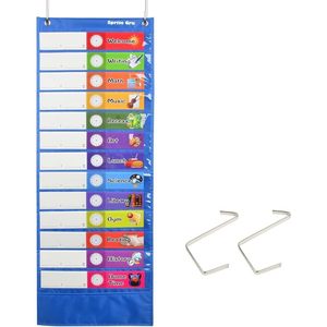 Tabla de horarios diarios de bolsillo, 13x36 pulgadas, vertical, para gestión del tiempo, regreso a clases, tablero de calendario rectangular azul - Product Image 1