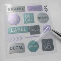 Étiquette rectangulaire transparente givrée holographique imperméable en PVC résistant aux intempéries, lavable et à haute brillance pour tasse en céramique