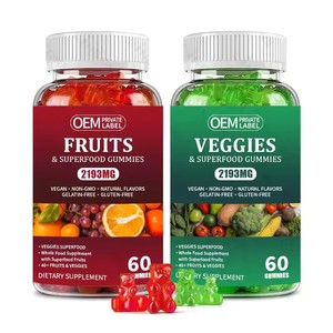 Permen Buah & Sayuran untuk Kesehatan Usus, Suplemen Vitamin <span class=keywords><strong>Multivitamin</strong></span> Sayuran Hijau Harian - Product Image 1