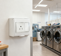 Prise murale à interrupteur IP55 US, étanche, en cuivre et ABS, non mis à la terre, 16A 110V, avec fonction d'auto-test et conception à encliquetage