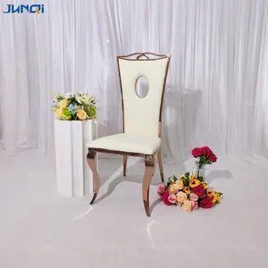 Popüler satış altın veya gümüş ev mobilya resmi modern 4 sandalye yemek odası takımı paslanmaz çelik yemek düğün ziyafet sandalye