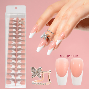 Fácil de usar, varios tamaños de <span class=keywords><strong>manicura</strong></span> redonda corta, cubierta de decoración de uñas postizas, puntas de uñas francesas artificiales para mujeres - Product Image 1