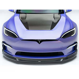 Nuevo Kit <span class=keywords><strong>de</strong></span> Capó Delantero Estilo V en Fibra <span class=keywords><strong>de</strong></span> Carbono Húmeda Negra para Tesla Model S Plaid 2023-2025 - Product Image 3