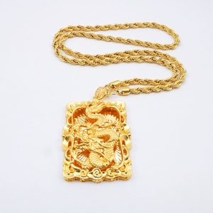 생생한 동물 용 디자인 24k 금도금 보스 펜던트 목걸이 로프 체인 남성용 주얼리 선물 - Product Image 1