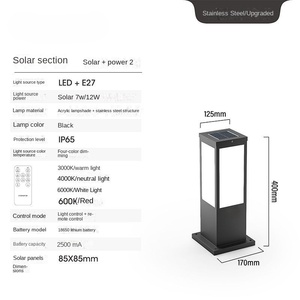 Solar <b>LED</b> Lawn <b>Light</b> with Motion <b>Sensor</b> 400/600/800mm Black Aluminum IP65 Water-Resistant Garden Lamp Post 5-Year Warranty - Product Image 4