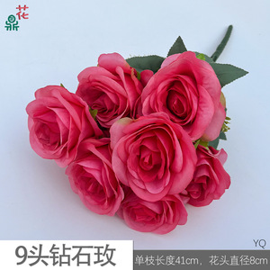 Bouquet de roses en soie, fleurs artificielles réalistes faites à la main pour la décoration intérieure de mariage - Product Image 5