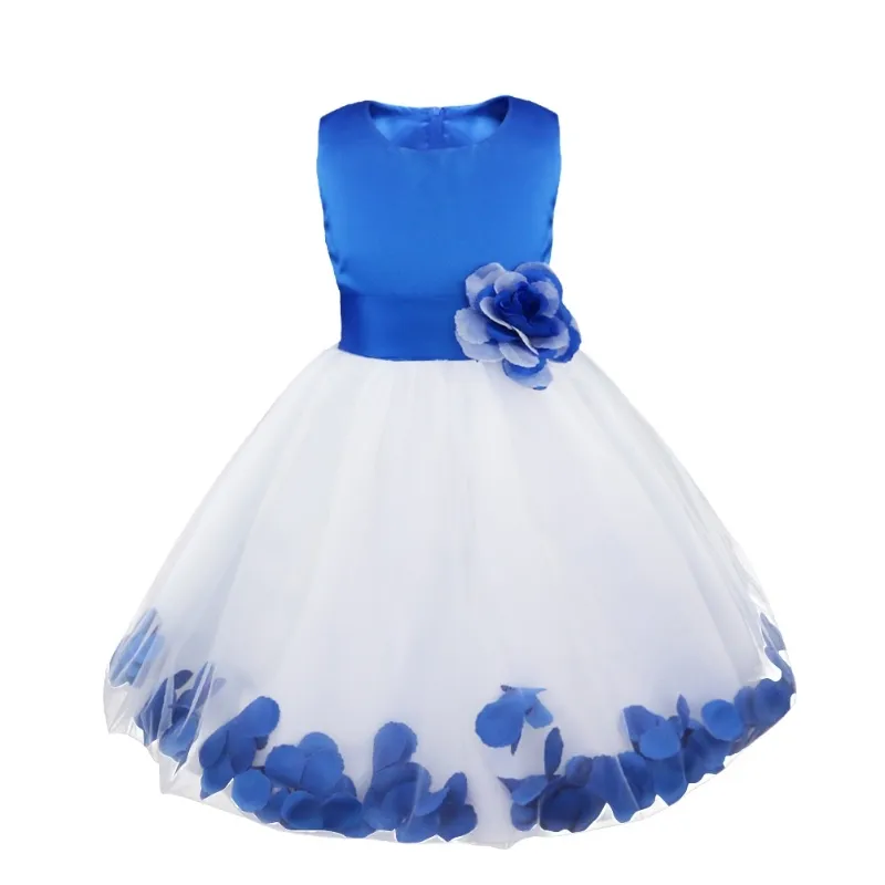 Cheap Petals Bow Princess Wedding Bridesmaid Formal Pageant Party Flower Dresses For Girls Princess