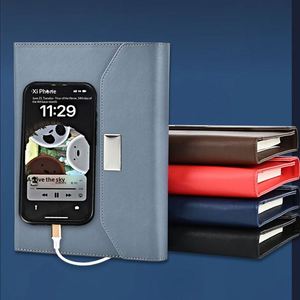 Libreta Personalizada con Carga Inalámbrica, Libreta de Tela con Espiral, Libreta de Hojas Sueltas para Negocios, con Puerto USB, Logotipo Imprimible - Product Image 3