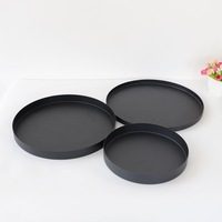 Plateau de service rond moderne en acier inoxydable noir multifonction pour salle de bain, vaisselle, bureau, salon