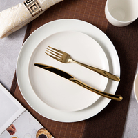 Service de table en porcelaine blanche élégant – Vaisselle en céramique, bols, tasses, assiettes – Portable, réutilisable, compatible lave-vaisselle pour hôtels et restaurants