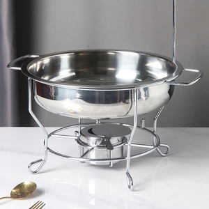 Suministros de hotel de lujo restaurante platos redondos ovalados chaffing buffet calentador de comida tapa de vidrio catering acero inoxidable con colgante - Product Image 3