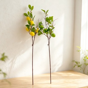 Rama de limonero artificial con frutos verdes y amarillos para decoración del hogar, arreglo de mesa, planta de plástico de 77 cm con frutos de la fortuna. - Product Image 1