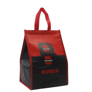 Nonwoven Insulated Waterproof Food Delivery Cooler Bag with Letter Pattern Collapsible Design and Zipper Closure - Product Image 4