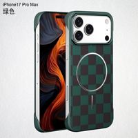 Nouvelle Pochette de Téléphone de Luxe 2-en-1 Sans Cadre en PC Rigide pour iPhone 15 17 Pro Max, Étui en Cuir Fibre de Carbone