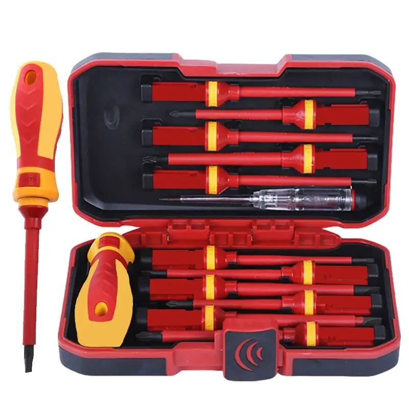 13PCS Insulated Screwdriver Household Circuit Tool Insulated Isolated Current Electrician Cross Plate Screwdriver Edge Tool Kit