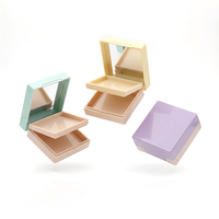Boîte à cosmétiques carrée portable double couche vide OEM ODM en gros, personnalisable avec logo et couleur pour fards à joues et illuminateurs