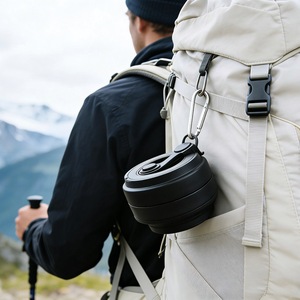 แก้วซิลิโคนพับได้ รูปทรงตามสั่ง ป้องกันการรั่วซึม ขนาด 350 มล., 16 ออนซ์, 500 มล. แก้วน้ำซิลิโคน แก้วกาแฟพับได้สำหรับเดินทาง - Product Image 3