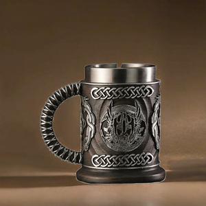 Medieval Retro Stainless Steel Tankard Mug Vacuum Insulated Lid <b>Large</b> Capacity Antique Inspired Knight Templar Beer <b>Cup</b> for Gift - Product Image 3