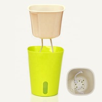 Décoration d'Intérieur et de Jardin, Jardinières Vertes en Plastique, Pots de Fleurs à Arrosage Automatique pour Plantes d'Intérieur