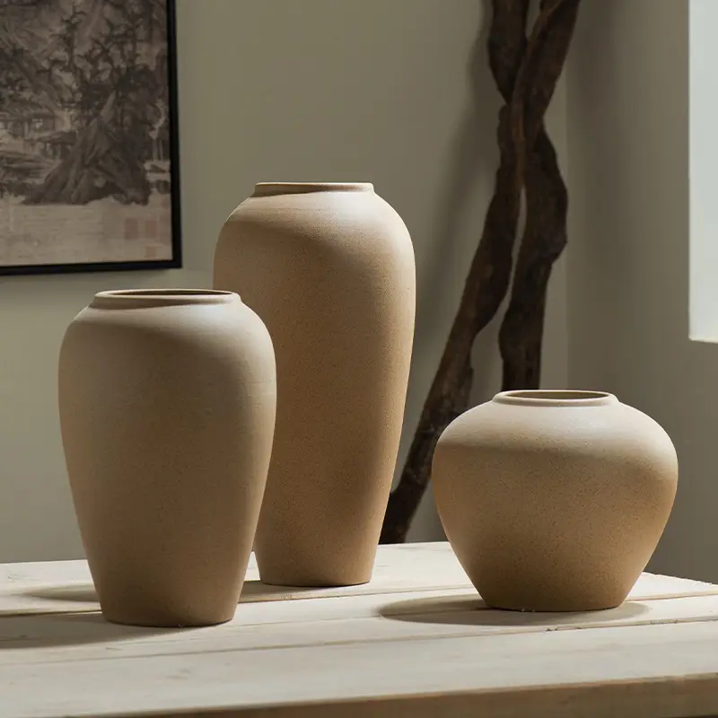Vente en gros d'articles ménagers bon marché vase transparent élégant rond jaune vase en céramique personnalisé pour la décoration