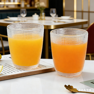 Juego <span class=keywords><strong>de</strong></span> Vasos <span class=keywords><strong>de</strong></span> Vidrio Texturizado <span class=keywords><strong>de</strong></span> 300 ml - Vasos Transparentes para Agua, Jugo, Café, Cócteles - Vasos Apilables <span class=keywords><strong>de</strong></span> Estilo Vintage - Product Image 3