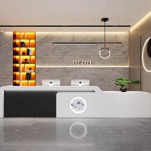 Nouveau comptoir de réception commercial contemporain en bois durable et écologique pour hôtels, centres commerciaux, bars, institutions de formation en danse - Product Image 1