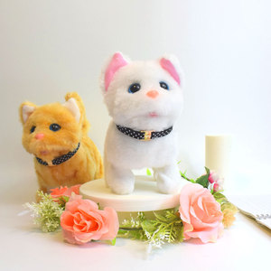 Juguete de Gato de Peluche Eléctrico Simulado con Collar: Camina, Maulla y Mueve la Cola, Mascota Electrónica para Niños - Product Image 1