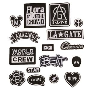 Simple Style Embroidery White Black Letter Patch for Clothing - Product Image 1