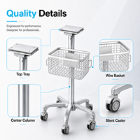 Chariot médical ST-T5 avec panier en fil de fer, roulettes silencieuses, base à 5 étoiles, OEM ODM, export direct usine