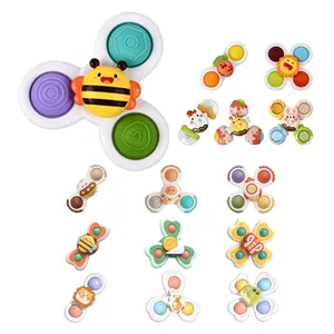 Baby Fidget Spinner New 3Pcs Suction Cup Montessori Toy Windmill Spinner Pop It Toys Baby Fidget Spinner For Bathroom