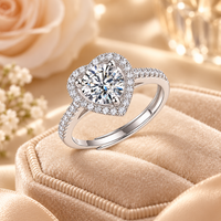 Bague en argent sterling S925 1CT, nouveau diamant de laboratoire en moissanite, cœur, classique, mode, bijoux de mariage