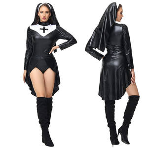 Costume de nonne sexy pour femmes, déguisement en faux cuir, mauvaise nonne coquine, déguisement Halloween vierge <span class=keywords><strong>marie</strong></span>, cosplay - Product Image 1