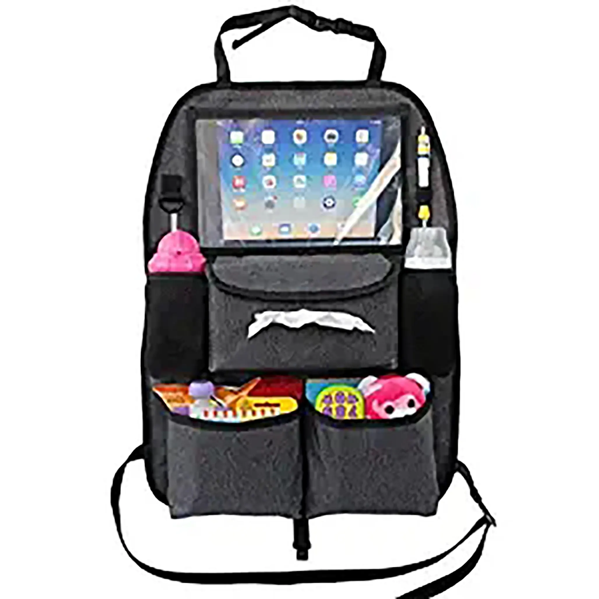 Backseat Car Organizer for Kids Toys Baby with X-Large iPad Tablet Holder Luxury durable fabric plenty of storage