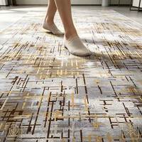 Alfombra Comercial Personalizada con Diseño Abstracto de Cuadrícula en Gris Dorado, para Oficinas, Hoteles, Vestíbulos, Proyectos, Alfombras para Sala de Estar, Alfombras Grandes