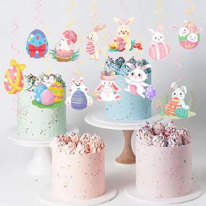 Décorations suspendues en spirale, lapin mignon, œufs, poussin, carotte avec bannière pour la décoration de fête de Pâques 2023 - Product Image 3